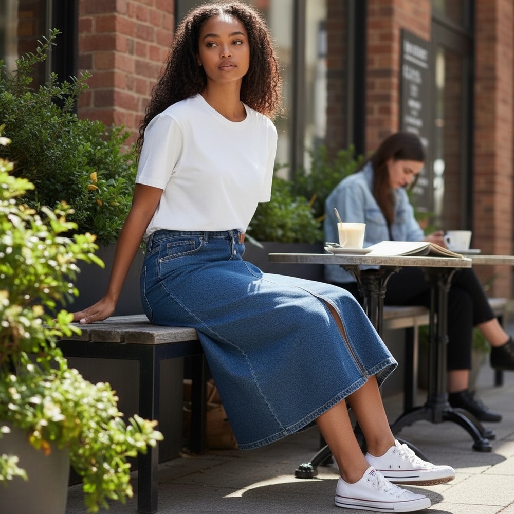 Banana Republic Denim Button-Front Skirt 
size 10    NWT
